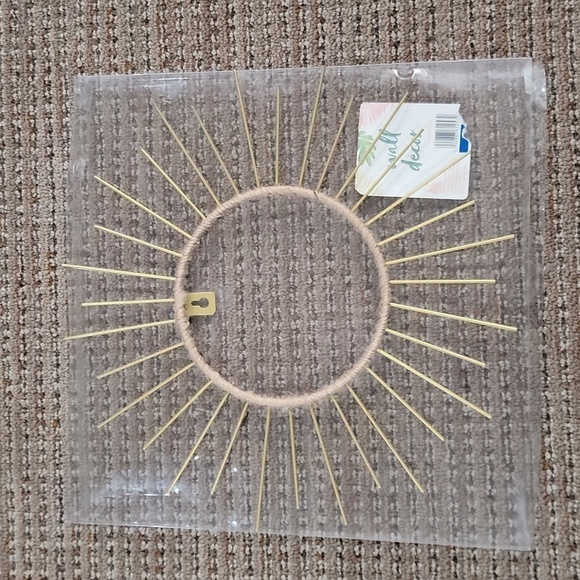 Wall decor NWT Gold with tan twine around the inside hanging wall decor - Picture 1 of 6